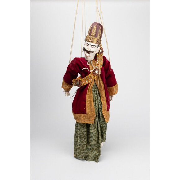 Vintage Traditional Marionette Puppet With Intricate Costume & Mustache - Picture 2 of 14